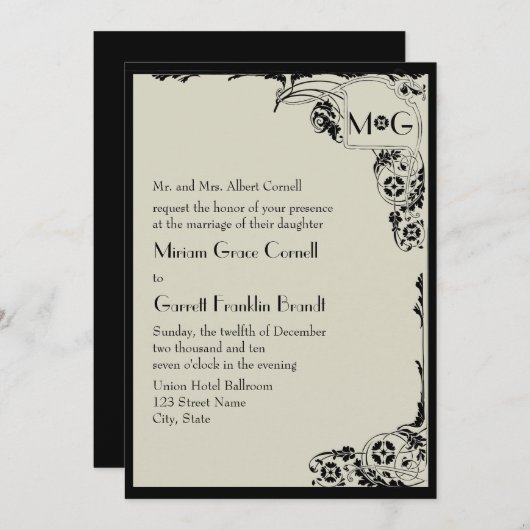 Nieuwe Monogram Weddenschap Kaart (Voorkant / Achterkant)