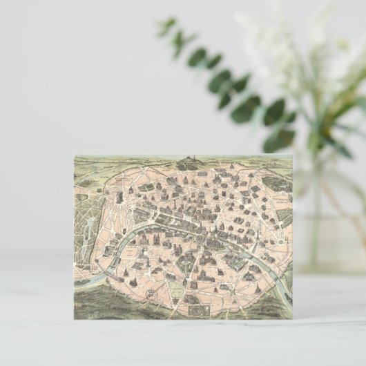 Nieuwe Monumental Map Parijs Briefkaart (Staand voorkant)