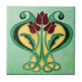 Nieuwe mooie nieuwe kunst, groene bloemen tegeltje