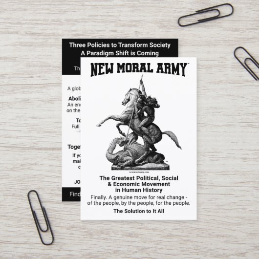 Nieuwe Moral Army™ Informatie Kaarten (100) Visitekaartje (Voorkant / Achterkant in situ)