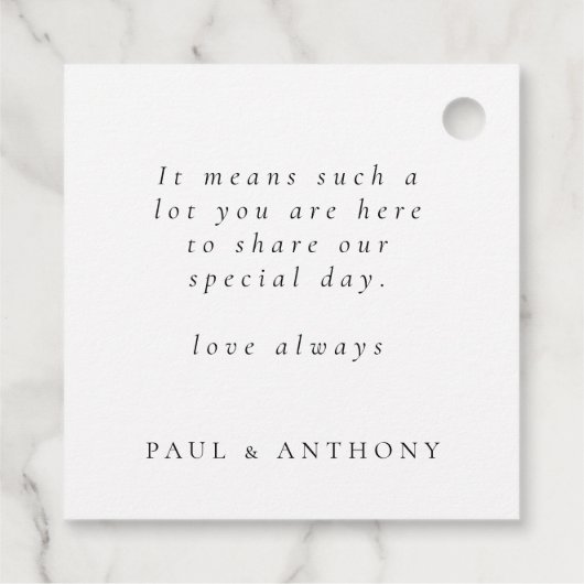 Nieuwe Mr Elegant Script Gay Wedding Dank u Bedankjes Labels (Achterkant)