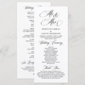 Nieuwe Mr. en Mrs., Classy Wedding Ceremonie Programmakaart (Voorkant / Achterkant)