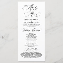 Nieuwe Mr. en Mrs., Classy Wedding Ceremonie Programmakaart