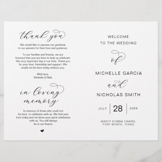 Nieuwe Mr en Mrs., Foldable Wedding Programs (Voorkant)