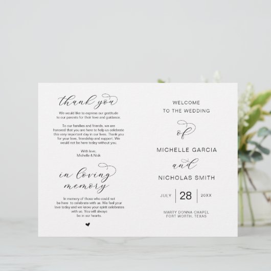 Nieuwe Mr en Mrs., Foldable Wedding Programs (Staand voorkant)