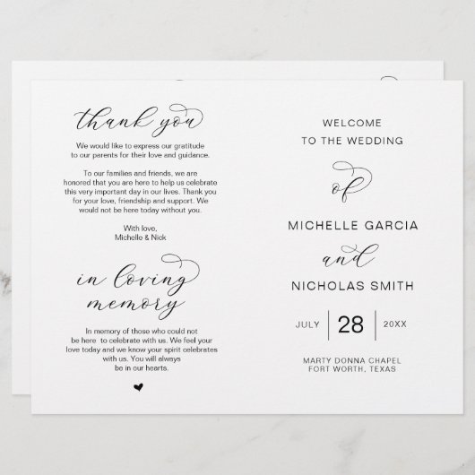 Nieuwe Mr en Mrs., Foldable Wedding Programs (Voorkant / Achterkant)