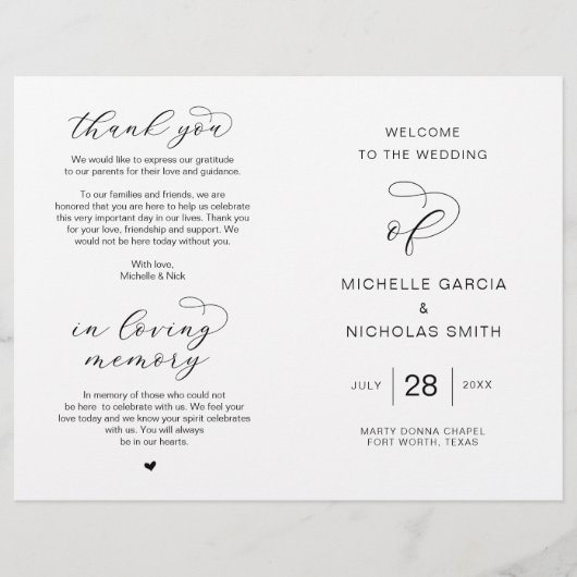 Nieuwe Mr en Mrs., Foldable Wedding Programs (Voorkant)