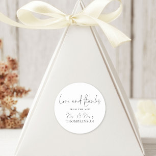 Nieuwe Mr en Mrs Love en Bedankt Handschrift Scrip Ronde Sticker