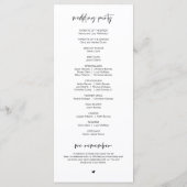 Nieuwe Mr en Mrs, Modern Minimalistisch Huwelijksp Programmakaart (Achterkant)