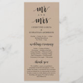 Nieuwe Mr. en Mrs., Modern Wedding Ceremonie, Kraf Programmakaart (Voorkant)