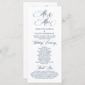 Nieuwe Mr. en Mrs., Navy Blue, Wedding Ceremony Pr Programmakaart (Voorkant / Achterkant)