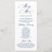 Nieuwe Mr. en Mrs., Navy Blue, Wedding Ceremony Pr Programmakaart (Voorkant)