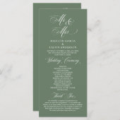 Nieuwe Mr. en Mrs., Sage Green, Wedding Ceremonie Programmakaart (Voorkant / Achterkant)