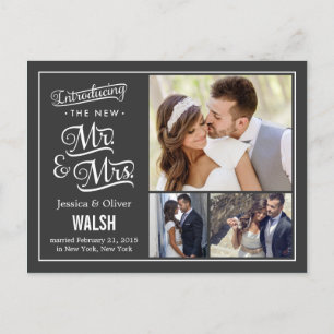 Nieuwe Mr. en Mrs. Wedding Aankondiging - Charcoal