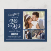 Nieuwe Mr. en Mrs. Wedding Aankondiging - Navy Blu (Voorkant)