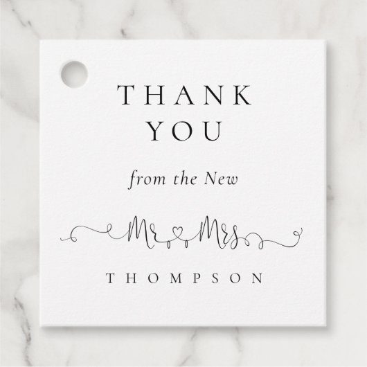 Nieuwe Mr. Rings Heart Script Wedding Dank u Bedankjes Labels (Voorkant)