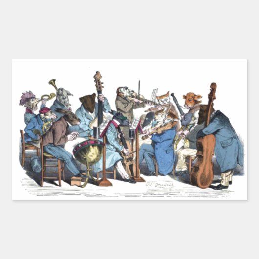 NIEUWE MUZIEKTAAL / DIERLIJKE BOERDERIJ ORCHESTRA RECHTHOEKIGE STICKER (Voorkant)