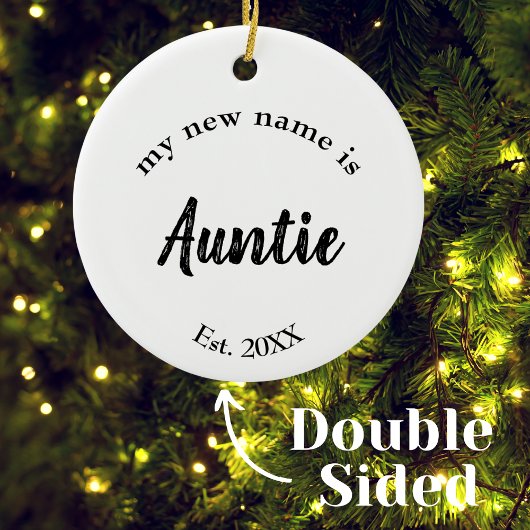 Nieuwe naam tante script typografie keramisch ornament