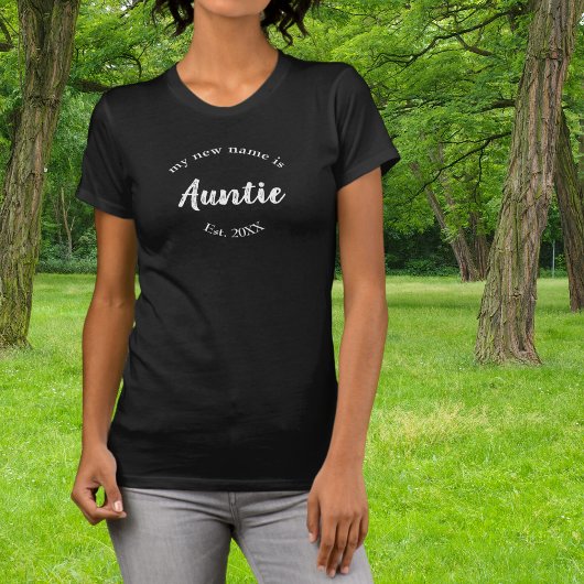 Nieuwe naam tante script typografie t-shirt