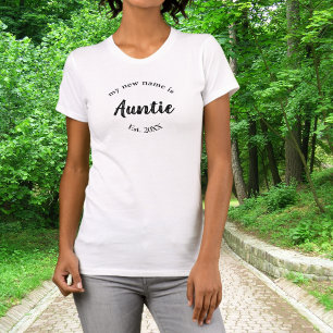 Nieuwe naam tante script typografie t-shirt