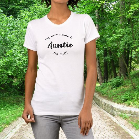Nieuwe naam tante script typografie t-shirt