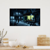 'Nieuwe Nachtwacht in Café Terras in de Winter' Poster (Keuken)