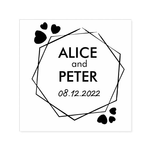 Nieuwe namen, aangepaste bride en groomnaamdatum zelfinktende stempel (Design)