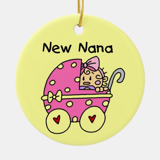 Nieuwe Nana Baby in Carriage Gifts Keramisch Ornament (Voorkant)
