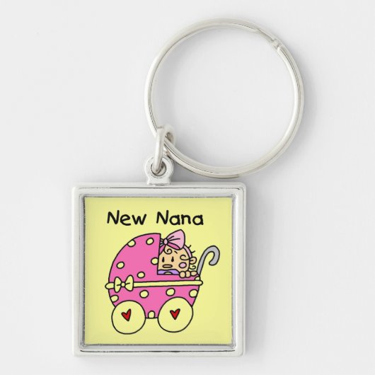 Nieuwe Nana Baby in Carriage Gifts Sleutelhanger (Voorkant)