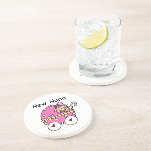 Nieuwe Nana Baby in Carriage Gifts Zandsteen Onderzetter (Zijkant)