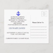 Nieuwe Nautical baby boy aankondiging (Achterkant)