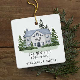 Nieuwe nek van de Bossen eerste kerstfoto Keramisch Ornament