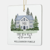 Nieuwe nek van de Bossen eerste kerstfoto Keramisch Ornament (Links)