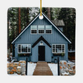 Nieuwe nek van de Bossen eerste kerstfoto Keramisch Ornament (Achterkant)