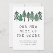 Nieuwe nek van de Bossen Familie Foto Moving Aankondiging (Voorkant)