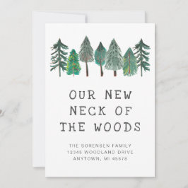 Nieuwe nek van de Bossen Familie Foto Moving Aankondiging