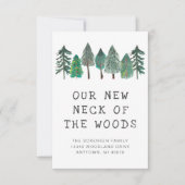 Nieuwe nek van de Bossen Familie Foto Moving Aankondiging (Voorkant)