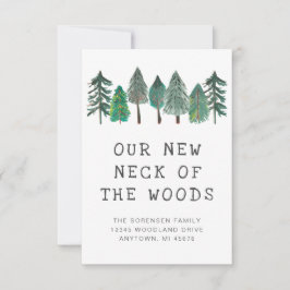 Nieuwe nek van de Bossen Familie Foto Moving Aankondiging