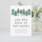 Nieuwe nek van de Bossen Familie Foto Moving Aankondiging (Staand voorkant)