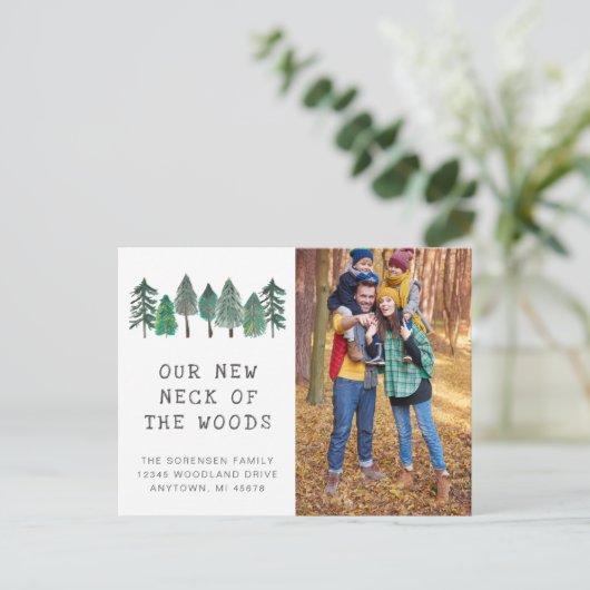 Nieuwe nek van de Bossen Foto Bewegende Aankondigi Briefkaart (Staand voorkant)