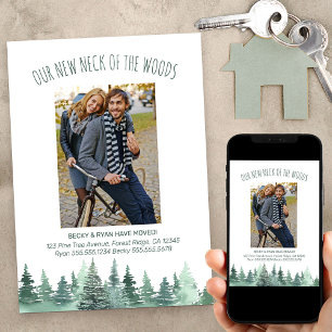 Nieuwe nek van de Bossen Pine Forest Photo Moving Aankondiging