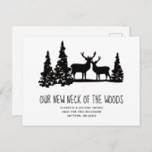 Nieuwe nek van de Bossen Rustic Deer Trees Moving Briefkaart (Voorkant / Achterkant)