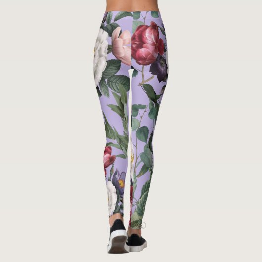 Nieuwe nieuwkomers moderne bloemetjestuin paars leggings (Achterkant)