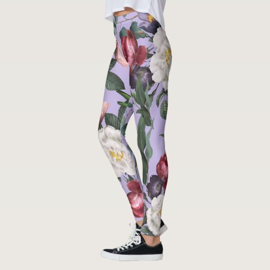 Nieuwe nieuwkomers moderne bloemetjestuin paars leggings (Links)