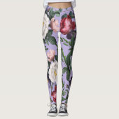 Nieuwe nieuwkomers moderne bloemetjestuin paars leggings (Voorkant)