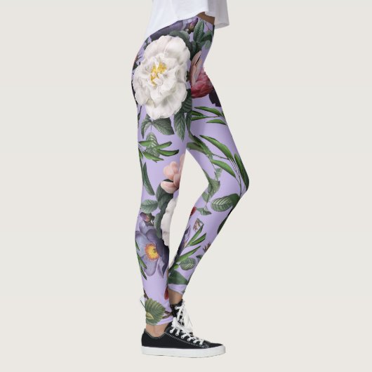 Nieuwe nieuwkomers moderne bloemetjestuin paars leggings (Rechts)