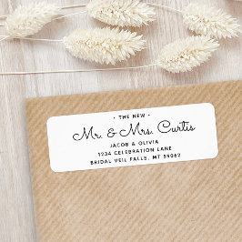 Nieuwe of toekomstige Mr & Mrs · Modern retouradre Etiket