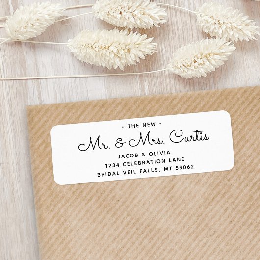 Nieuwe of toekomstige Mr & Mrs · Modern retouradre Etiket