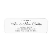 Nieuwe of toekomstige Mr & Mrs · Modern retouradre Etiket (Voorkant)