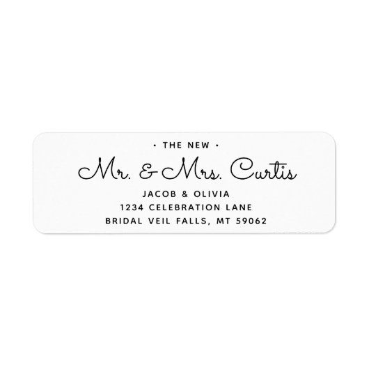 Nieuwe of toekomstige Mr & Mrs · Modern retouradre Etiket (Voorkant)